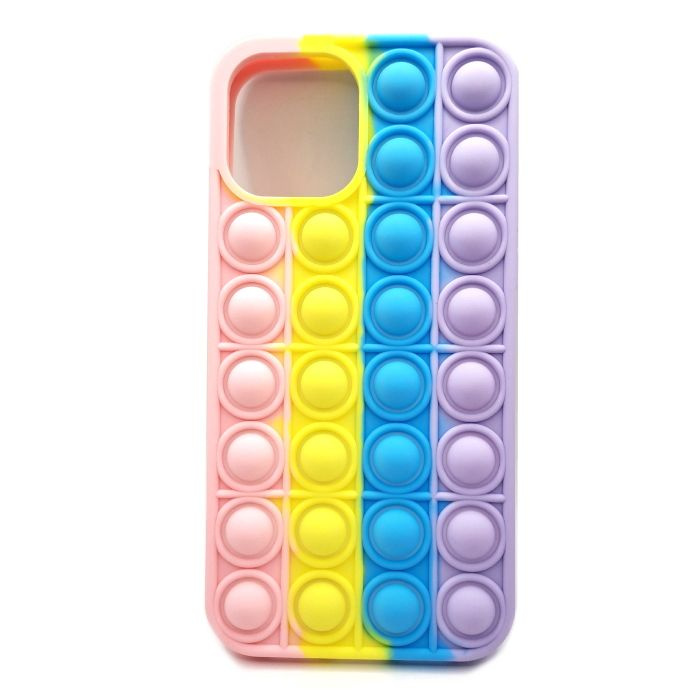 Силиконовый чехол для iPhone 12/12 Pro (6.1) разноцветный, POP IT "Тыкалка", цвет: розово-сиреневый #1