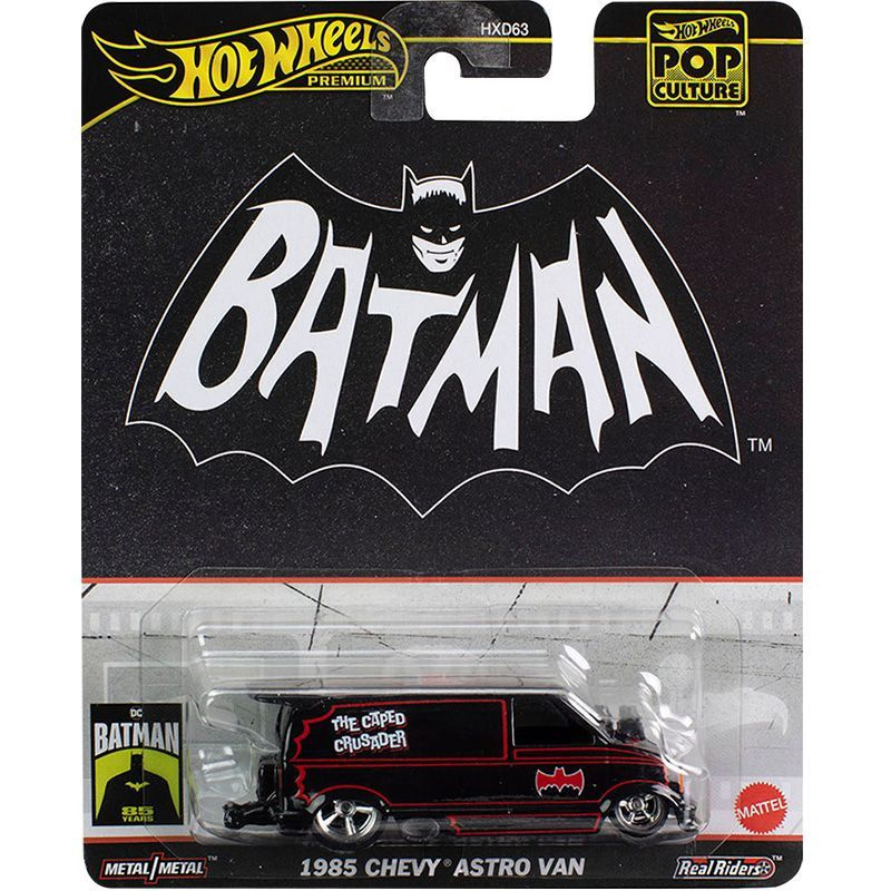 Машинка Mattel Hot Wheels Премиум автомобиль Поп-культура HXD63 1985 Chevy Astro Van (Batman)  #1