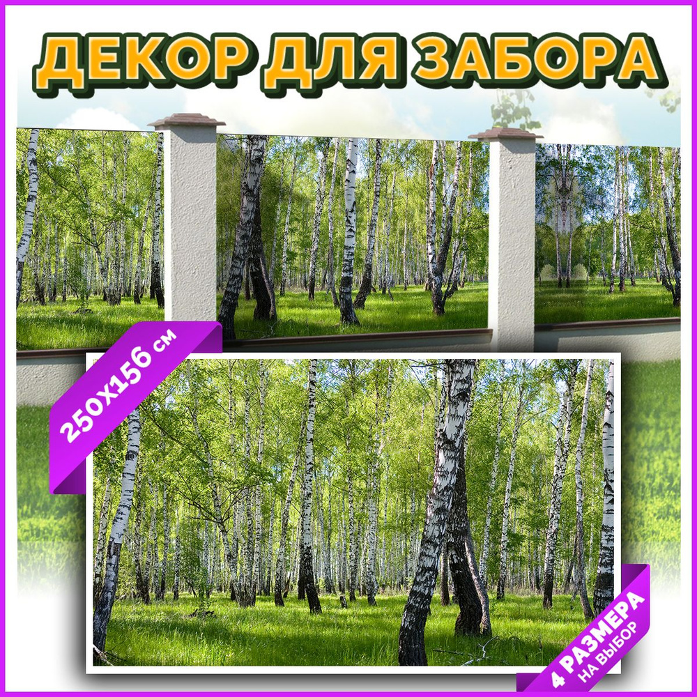 Фотосетка для беседки березы Фотофасад на забор для дачи  #1