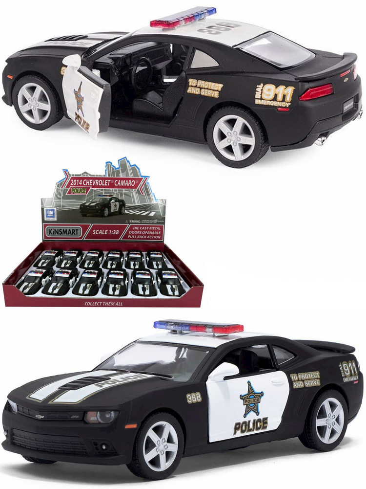 Металлическая машинка Kinsmart 1:38 2014 Chevrolet Camaro (Police) KT5383DP, инерционная  #1