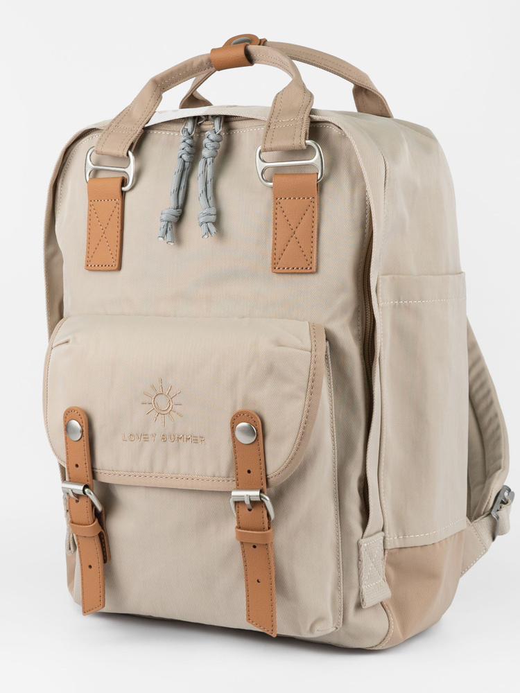 Бежевый рюкзак повседневный Ivory Macaroon Happy Camper Series Backpack #1