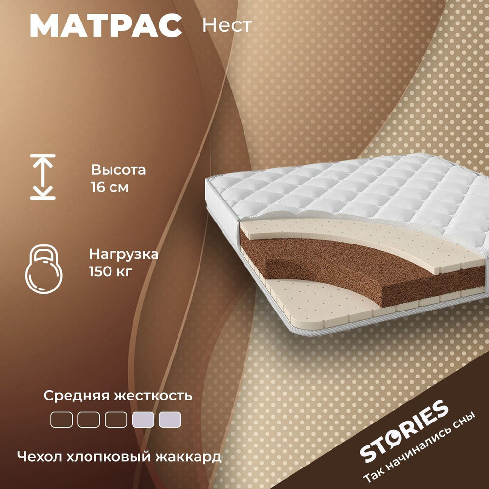 Матрас Stories Нест 190х205 серии Классик высота 16.03 см нагрузка 140.03 кг на кровать, анатомический, #1