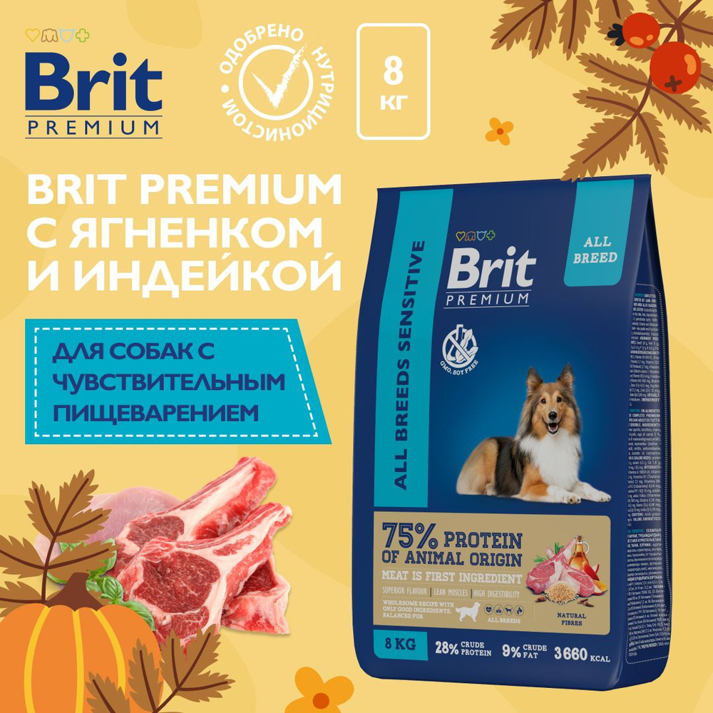 Сухой корм с ягненком и индейкой для собак Sensitive, 15 кг