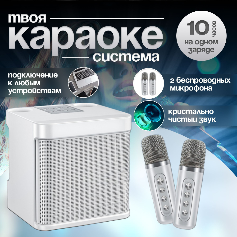 Караоке система с двумя микрофонами Bluetooth беспроводная переносная ...