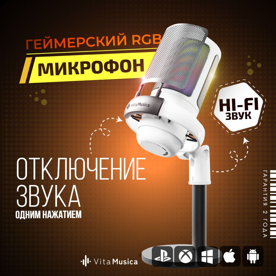 Микрофон для компьютера игровой для стрима Vita Musica купить на OZON ...
