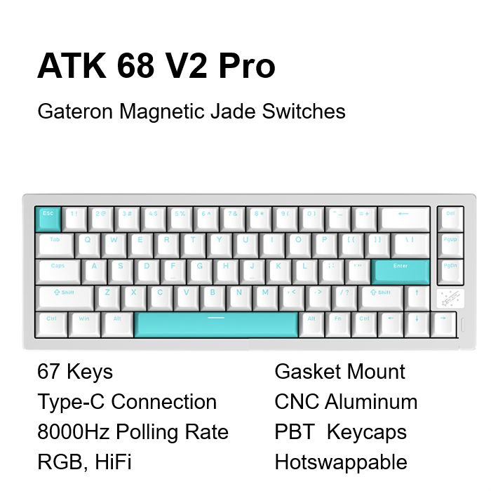 Игровая клавиатура проводная ATK 68 V2, Английская раскладка ...