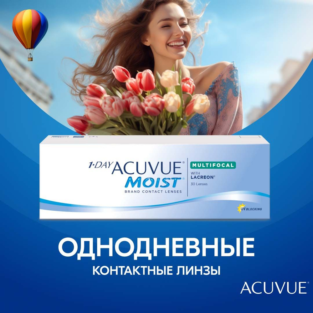 Мультифокальные линзы Acuvue, 1-Day Acuvue Moist Multifocal, +1.75 I аддидация MEDIUM I 30 линз I однодневные #1