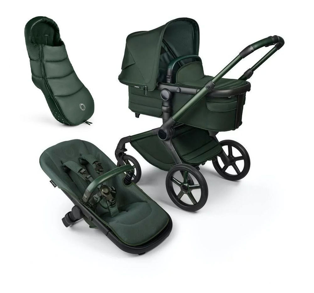 Детская коляска-трансформер 2in1 Bugaboo Fox5 + конверт Footmuff Noir Midnight Green  #1