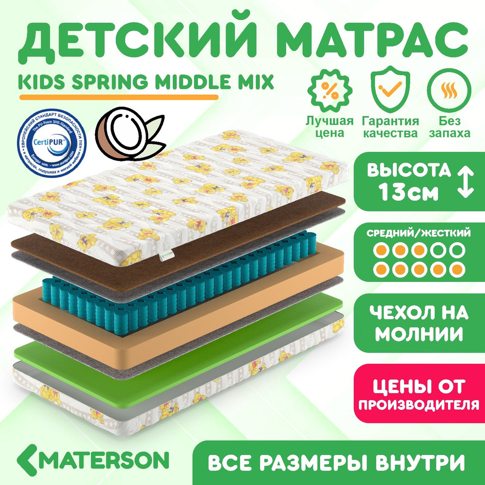 Матрас 90x170 Пружинный Materson Kids Spring Middle Mix 90х170 #1