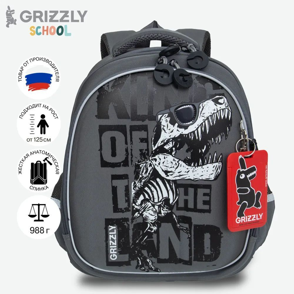 Ранец школьный Grizzly формованный GRIZZLY с анатомической спинкой на ножках, для мальчика, RAz-487-2/2 #1