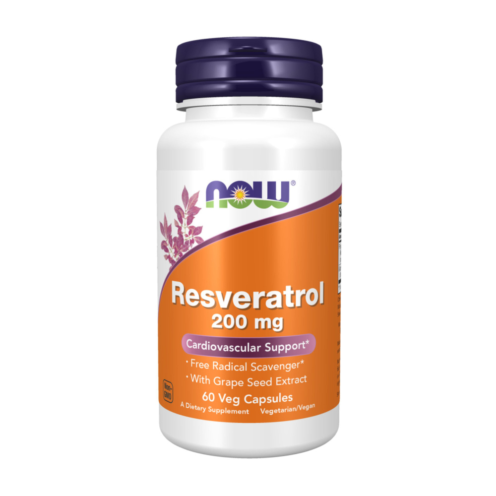 Ресвератрол Натуральный, NOW Resveratrol Natural 200 мг - 60 капсул (капс массой 540 мг)  #1