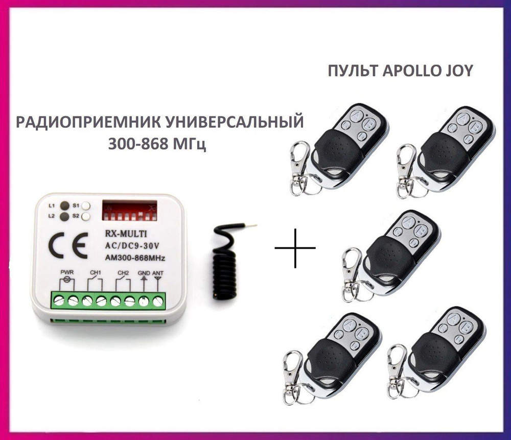 Радиоприемник внешний универсальный 2-х канальный для ворот и шлагбаумов RX-MULTI 300-868MHz AC/DC9-30v #1