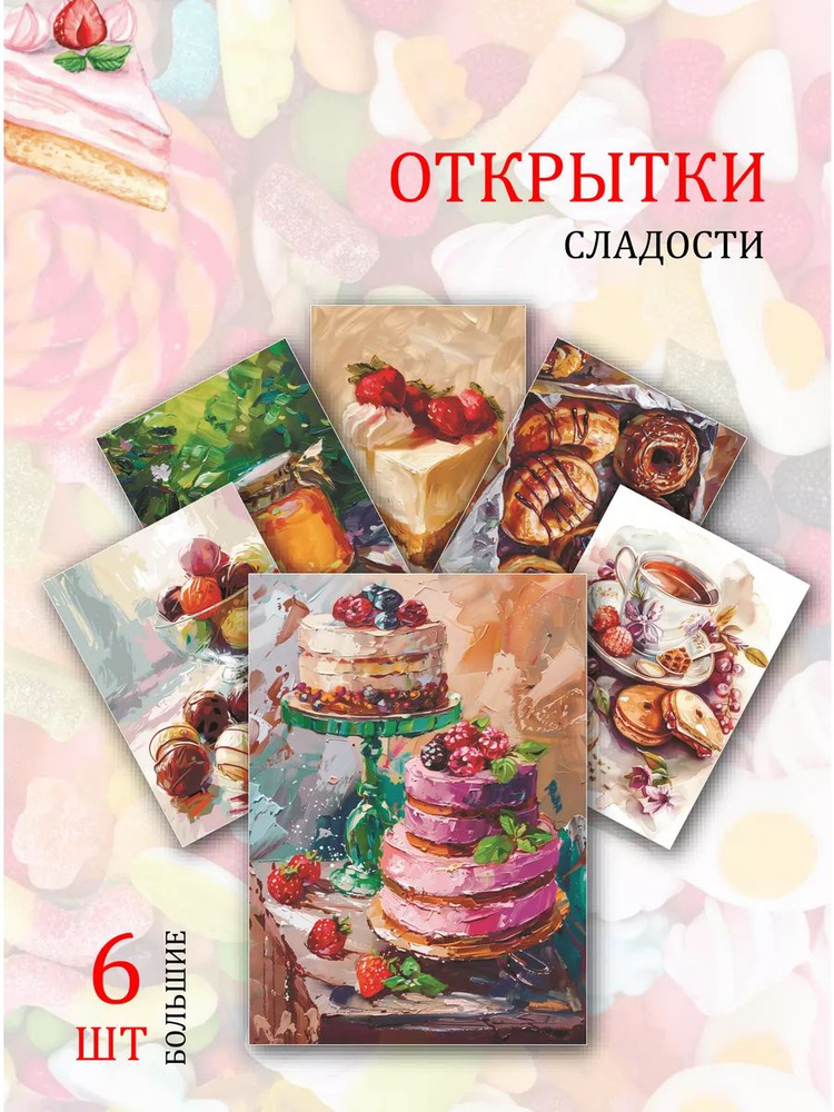 А6 открытки - рисунки "Рисунки "Сладости"" #1