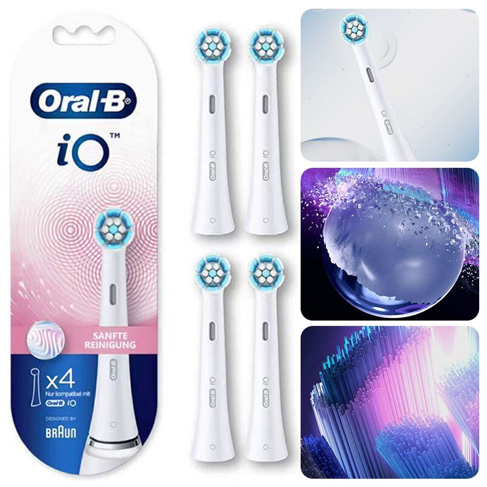 Сменная щетка Oral-B iO, сменная головка для электрической зубной щетки, 4 шт, бережная звуковая чистка #1