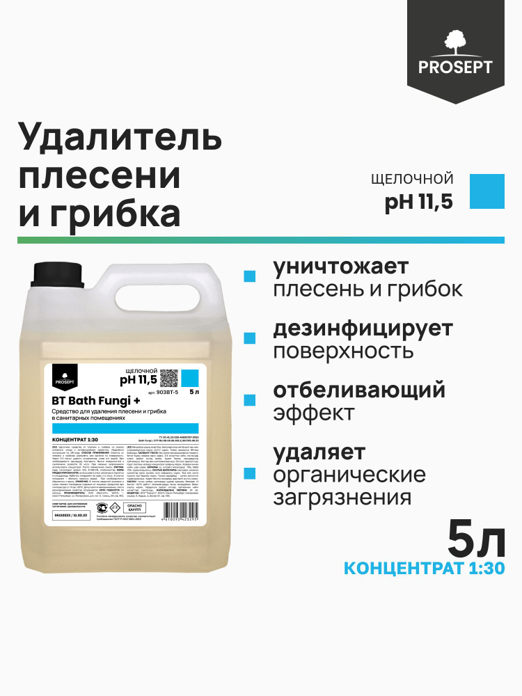 Профессиональное. Усиленное чистящее средство от плесени и грибка BT Bath Fungi + PROSEPT (Просепт) 5 #1