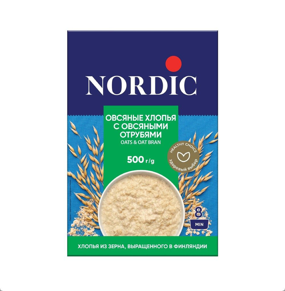 Хлопья овсяные Nordic с отрубями, 500 г, Россия - 1 шт. #1