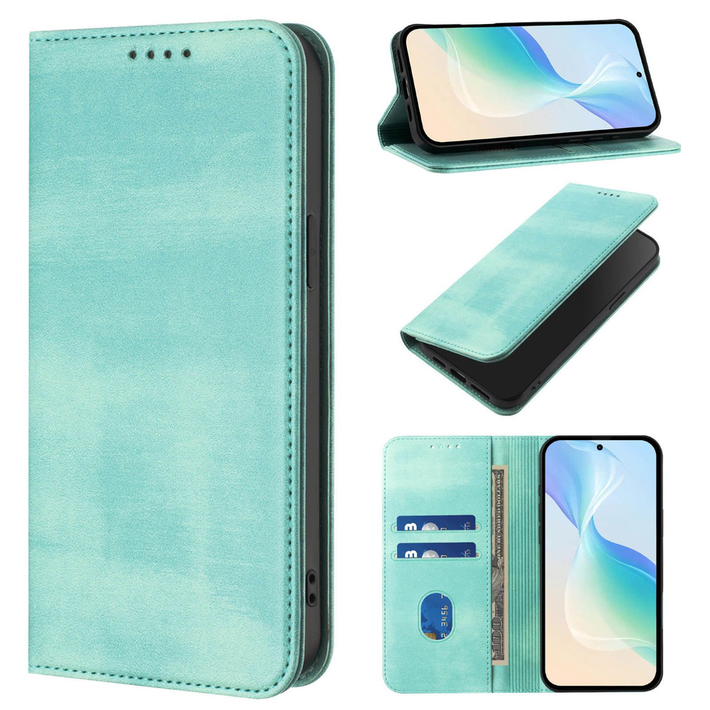 Кожаный чехол-книжка для TECNO Pova 6 Neo 4G с отделениями для карт и ...
