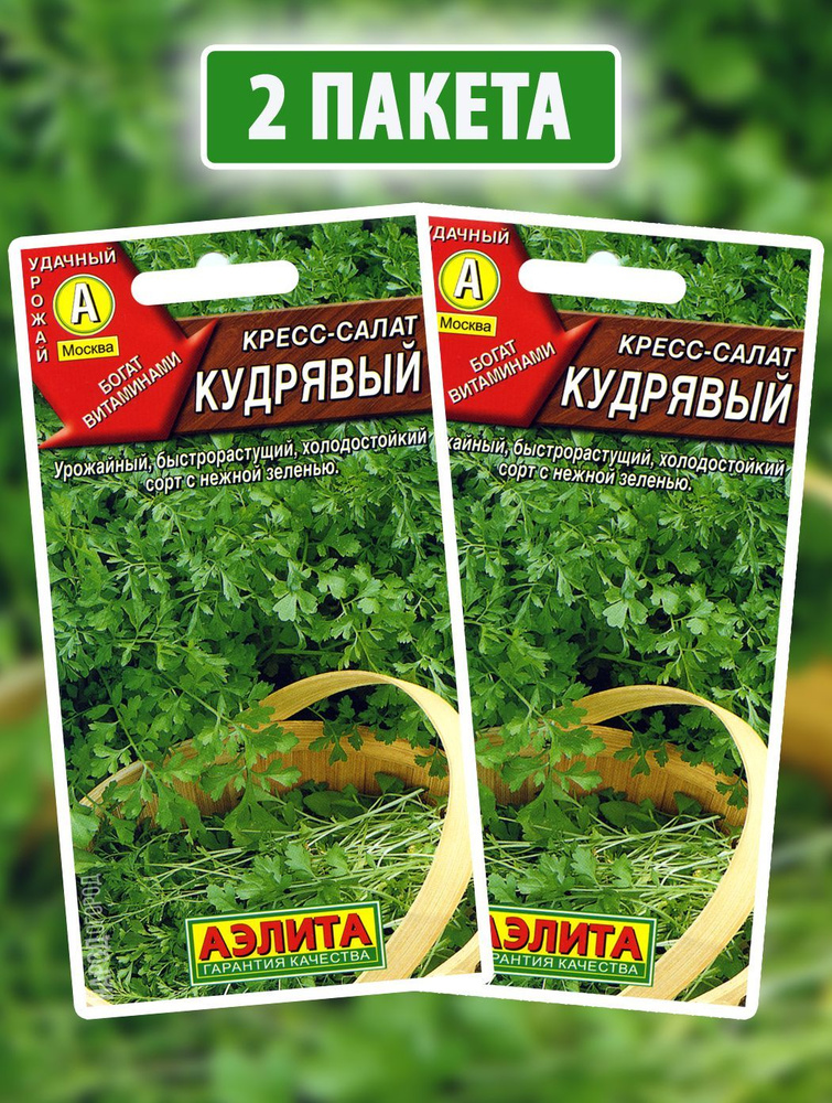 Семена Кресс-салат для посадки дома Кудрявый, 2 пакетика по 1г/400шт #1