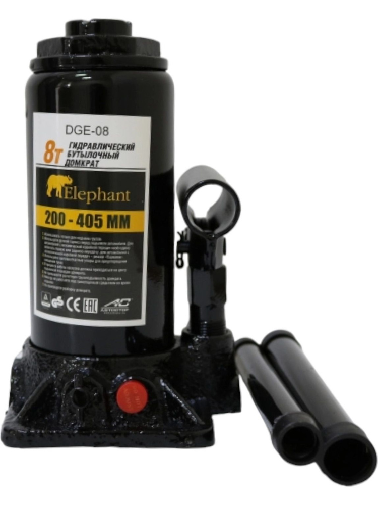 Домкрат гидравлический бутылочный ELEPHANT DGE-08 - максимальная грузоподъемность 8 тонны, высота подъема #1