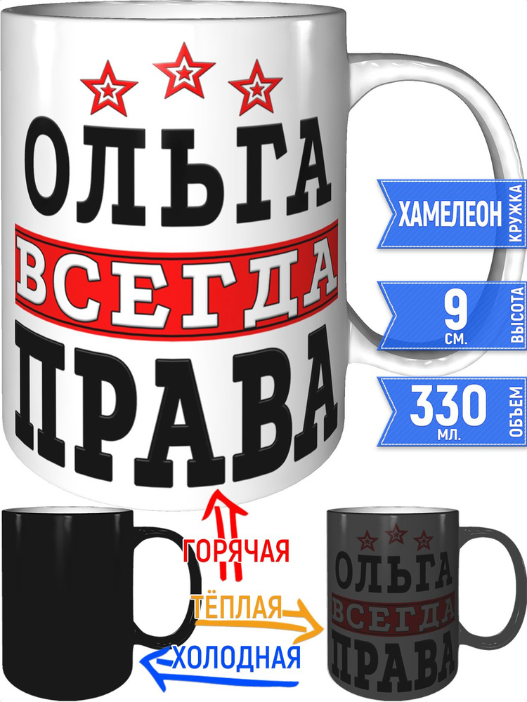 Кружка Ольга всегда права - хамелеон #1