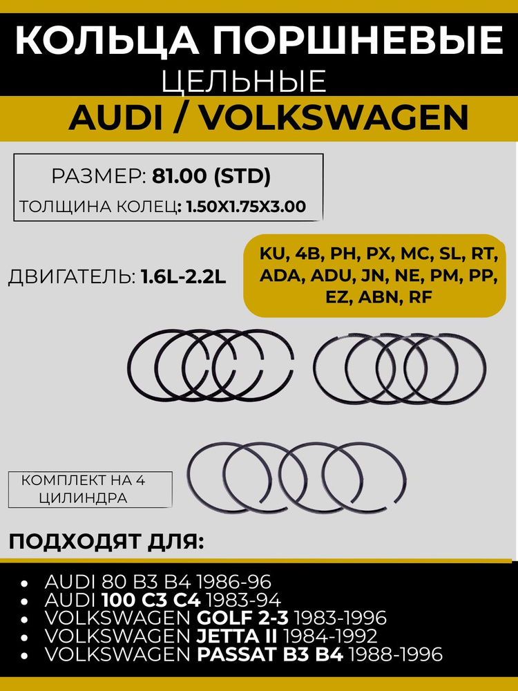 Кольца Audi std D=79,5 1,75-2-4 Mopisan (5-CL) WXQP