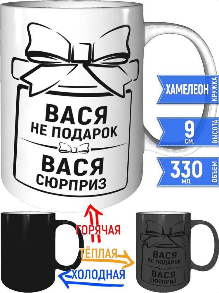 Кружка Вася не подарок, Вася сюрприз - хамелеон #1