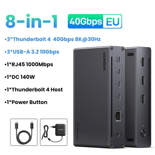 Док-станция UGREEN Revodok Max 208 8-in-1 Thunderbolt 4 Dock (U708