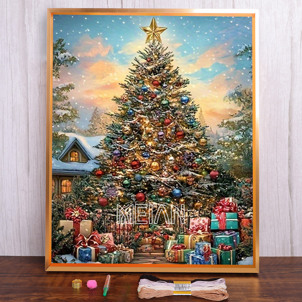 MEIAN Набор для вышивания,30x40CM,Чистый холст с сеткой 11CT,40 цветов ...