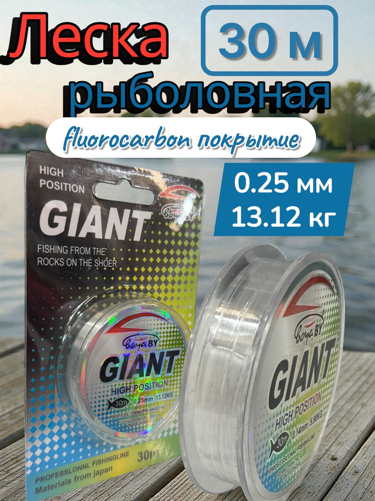 BoyaBY Монофильная леска для рыбалки, размотка: 30 м, толщина: 0.25 мм #1