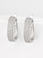 Серьги из серебра 925 пробы с дорожками фианитов