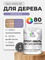 Акриловая Грунт-Эмаль 3 в 1 Malare для деревянных поверхностей с антисептическим эффектом, быстросохнущая, моющаяся без запаха матовая, фиалковый, 1 кг