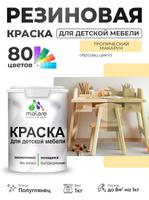 Резиновая краска Malare для детской мебели, мебели из дерева, моющаяся, быстросохнущая без запаха полуглянцевая, тропический макарун, 1 кг.