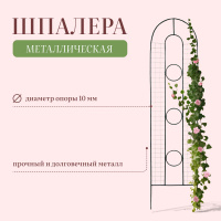 Шпалера для вьющихся растений/Опора садовая для растений и цветов, 200 * 50 * 1 см, металл, зелёная, "3 кольца"
