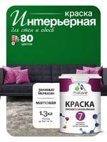 Краска Malare Professional Euro №7 интерьерная для стен и обоев, для потолка, акриловая, быстросохнущая, без запаха, матовая, зеленый мичиган, (1л - 1.3кг)