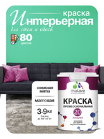 Акриловая краска для стен и обоев Malare Euro №20 моющаяся интерьерная, без запаха быстросохнущая, матовая, снежная мята, (2.7л - 3.9кг)
