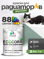 Краска Malare EcoCorr для труб, батарей и радиаторов отопления/ водная акриловая быстросохнущая без запаха матовая, мятный леденец, 1 кг
