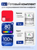Комплект Malare LIPPO для окрашивания плитки и кафеля (2кг грунт + 2кг краска), акриловый, без запаха, быстросохнущий, матовый, цвет винный бордо