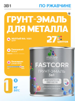 Грунт-эмаль по ржавчине 3 в 1 Malare FastCorr краска для металла, антикоррозионная износостойкая быстросохнущая RAL 1023, желтый, глянцевая, 1 кг.