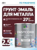Грунт-эмаль по ржавчине 3 в 1 Malare FastCorr краска для металла, антикоррозионная износостойкая быстросохнущая RAL 3005, вишнево-бордовый, матовая, 2,5 кг.