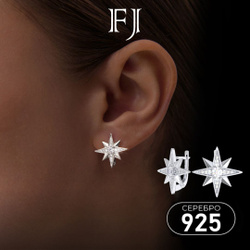 F-Jewelry Серьги серебро 925 звезды Ювелирные украшения