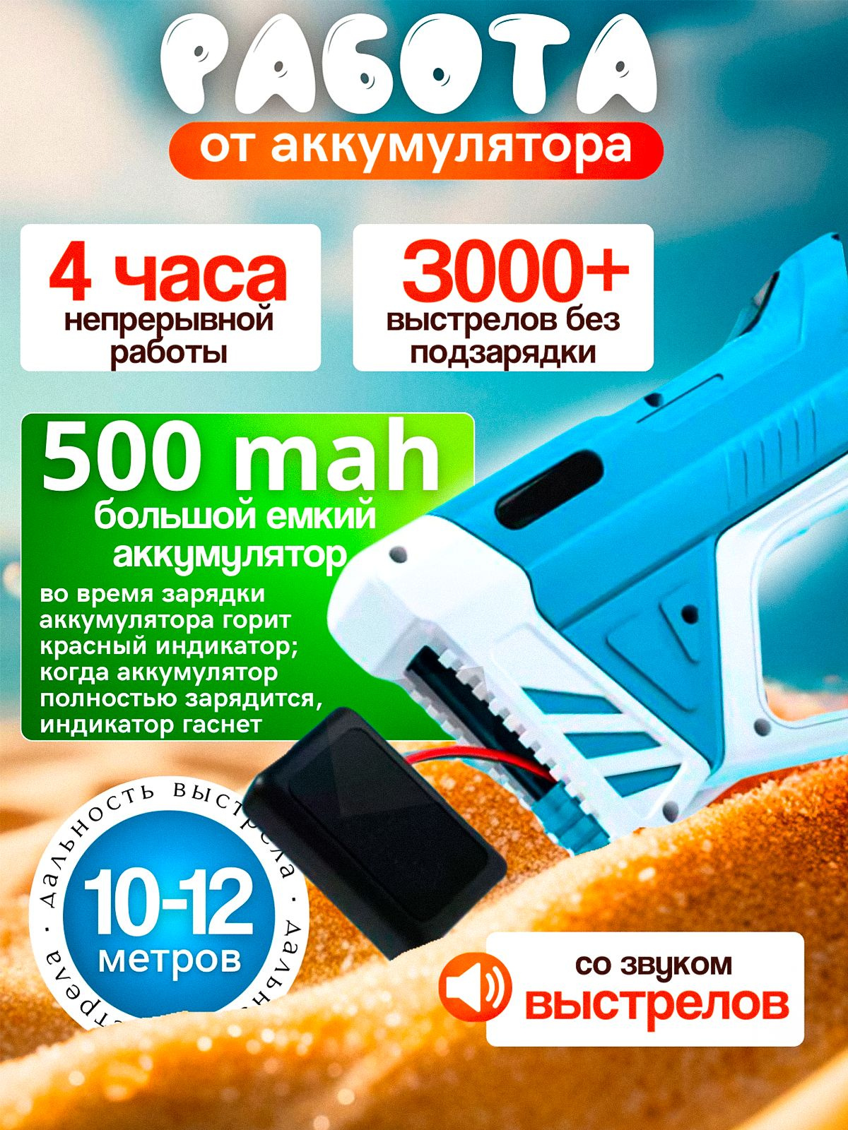 Водный автомат электрический игрушечный водяной пистолет /Бластер ...