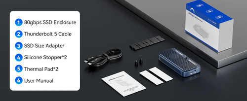 Acasis Thunderbolt 5 корпус для SSD M.2 NVMe, 80 Гбит/с, до 8TB