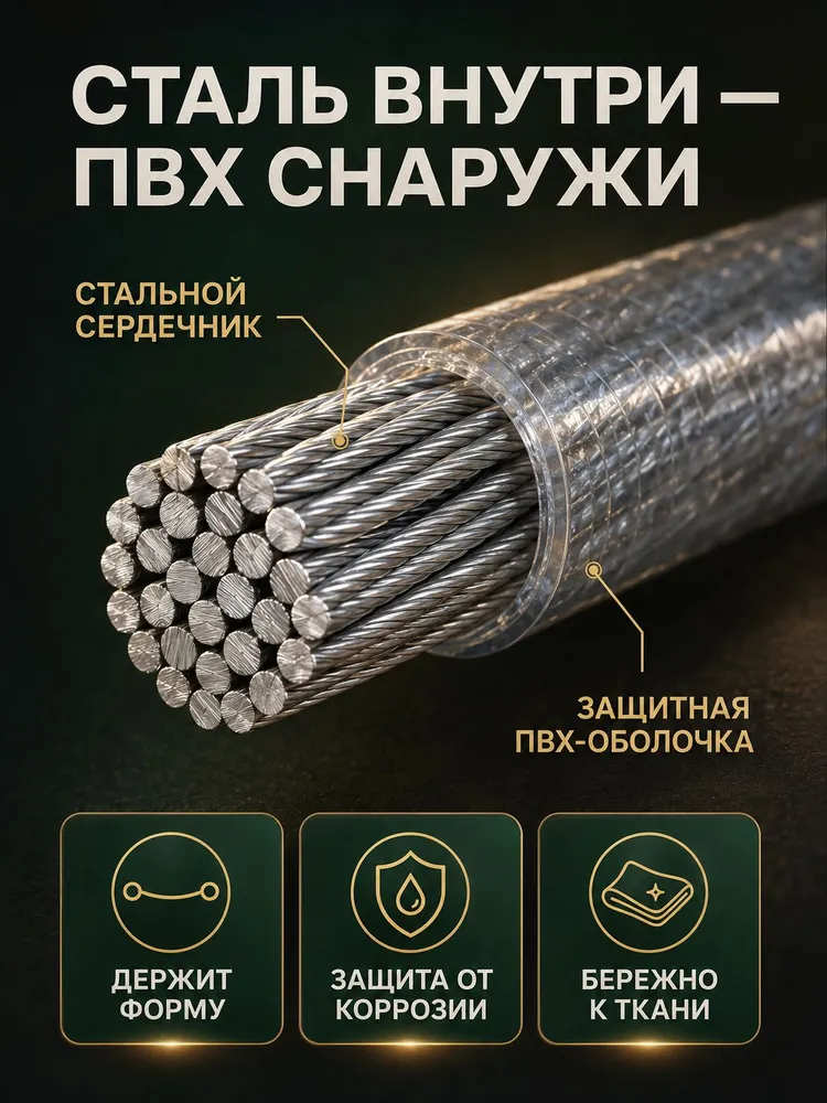 Трос бельевой армированный 3 мм 20 м, 20 м, фото 2