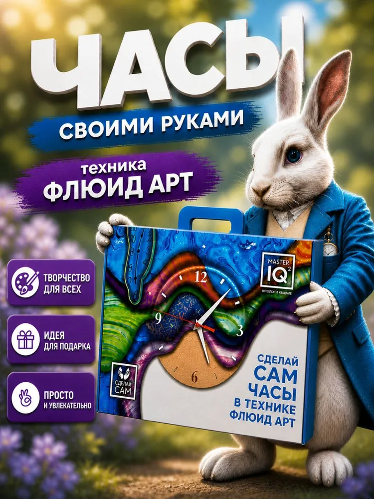Набор для рисования и рукоделия "Флюид арт Часы" Подарочный набор для творчества для девочек. Сделай сам для детей. Подарок для девочки и мальчика, ребенку на день рождения, вариант