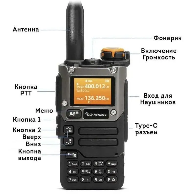 Портативная двухдиапазонная рация Quansheng UV-К6 / K5 (V8), вариант, фото 6
