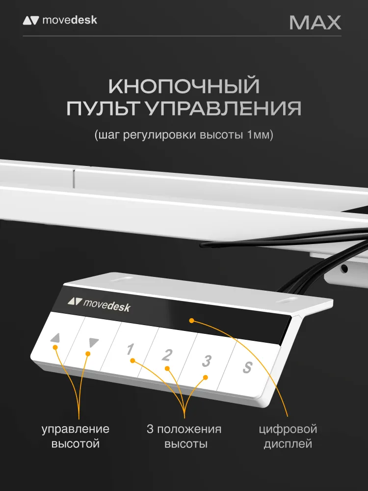 Подстолье для компьютерного стола с электроприводом, рама для стола регулируемая по высоте, 2-х моторная movedesk Max, цвет белый, белый, фото 2