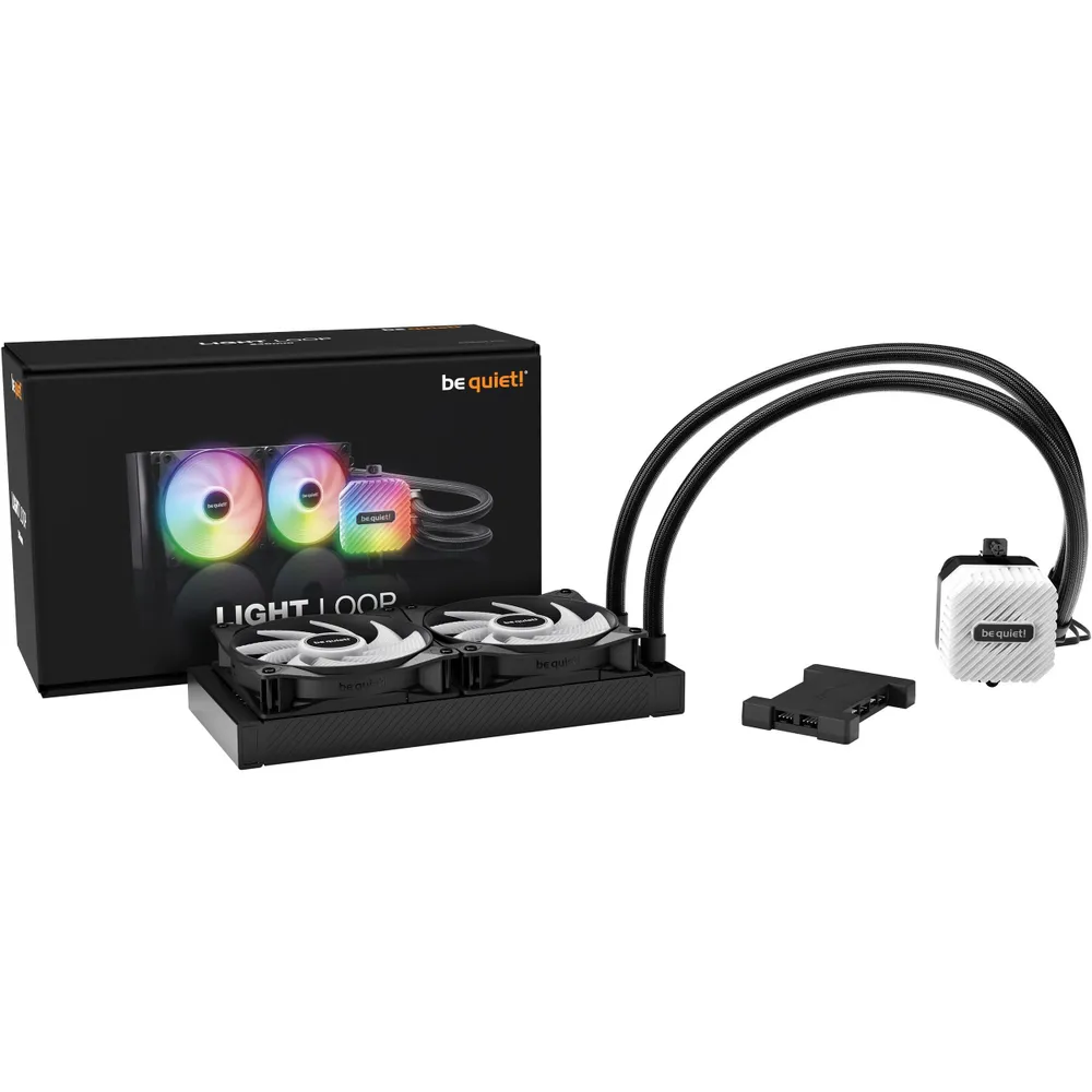 be quiet! BW020 Водяное охлаждение для процессора LIGHT LOOP 240mm (250W, 240mm, черный, ARGB/ Fans: 2x120mm, 61.8CFM, 34.9dBA, 2100RPM/ Pump 2900RPM, Rad thickness 27mm/ S: 1851, 1700, 1200, 115X, AM5, AM4), 250 Вт, фото 6