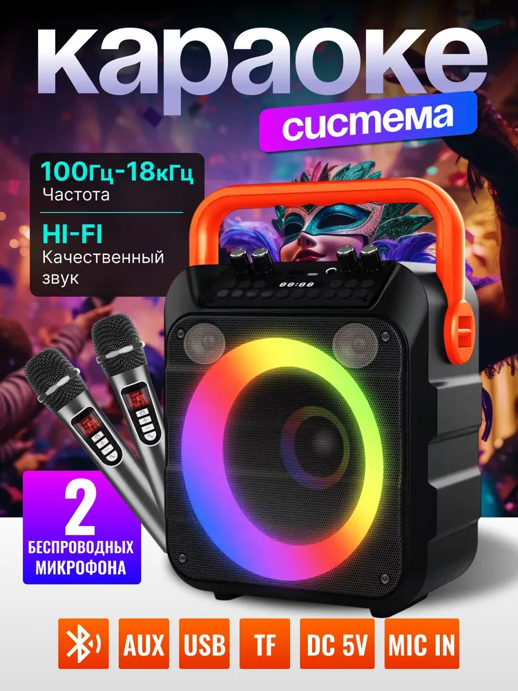 Караоке система с двумя микрофонами Akenori, вариант