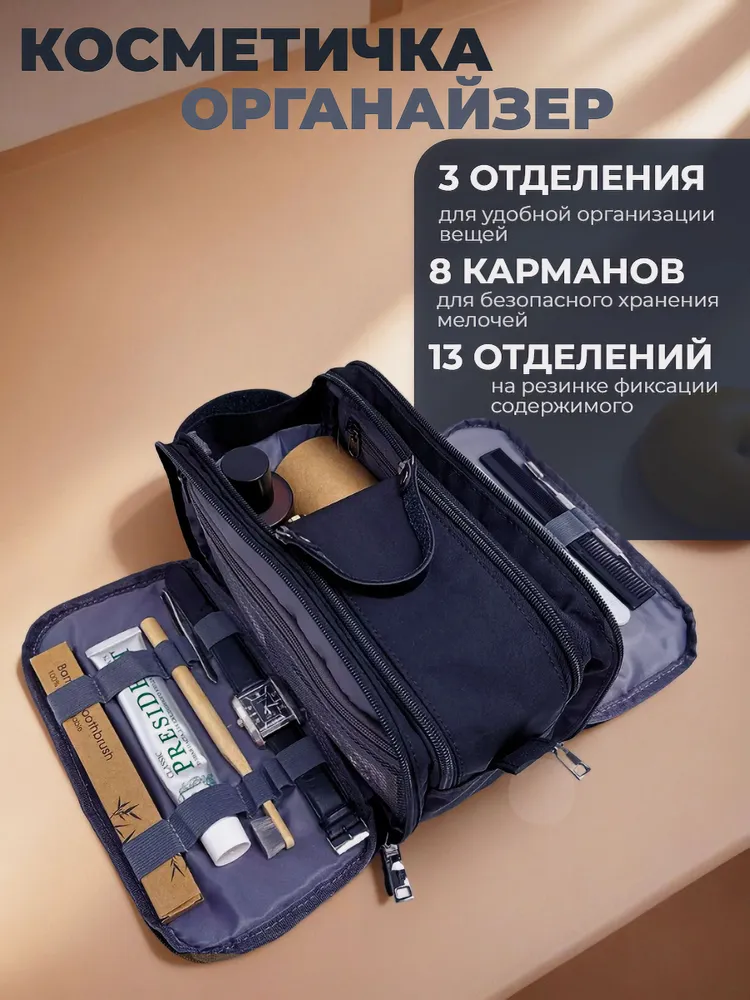Косметичка мужская дорожная несессер большая, вариант, фото 5