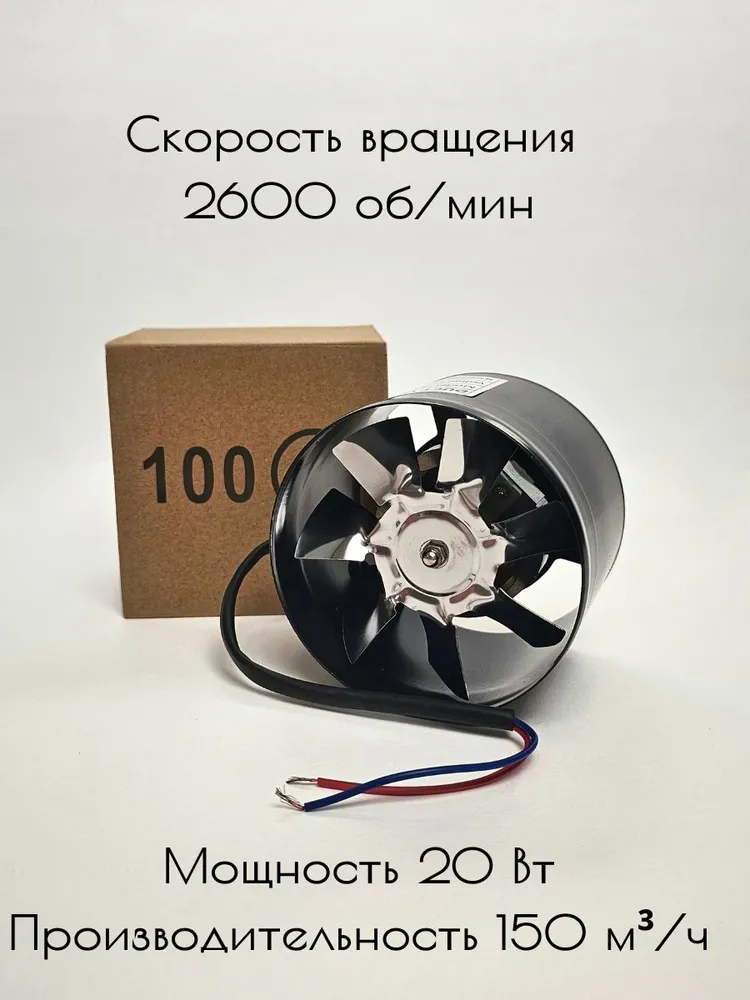 Канальный вентилятор 100 мм вытяжной круглый, приточный осевой железный, вариант